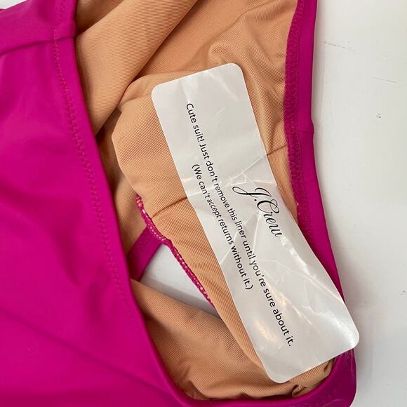 NWT J. Crew 2023 10 Bow One Shoulder One Piece Swimsuit Radiant Fuschia BF170 - Picture 6 of 10